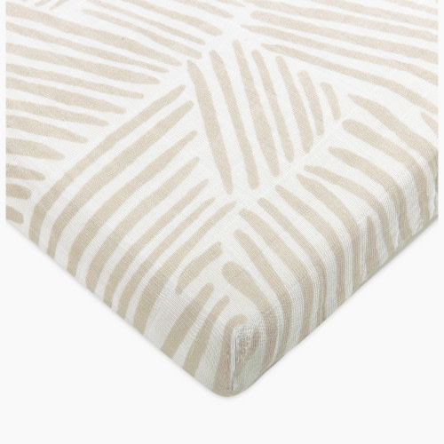 babyletto All-Stages Midi Crib Sheet - Oat Stripe