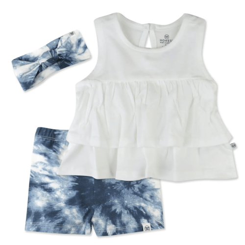 Tiered Shirt, Biker Short & Headband Set | Honest Baby Clothing