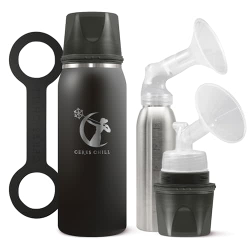 Breastmilk Chiller Reusable Storage Container by CERES CHILL | Keeps Milk Safe for up to 20 Hours | Connects w/Major Pumps (1 Chiller, 0 Dark 30)