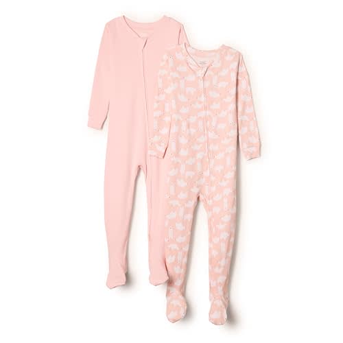 Amazon Essentials x Sofia Grainge Unisex Toddlers and Babies' Snug-Fit Cotton Footed Pajamas, Pack of 2