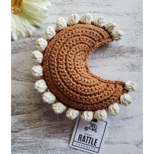 Baby Rattle, Boho Moon Rattle, Celestial Baby Shower Gift, Sensory Rattle, Baby Toy, Newborn Gift, Nursery Decor Mothers Day, Christmas