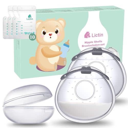 Lictin Breast Shell Breastmilk Collector for Breastfeeding-2 Pcs Silicone Breast Pad Nursing Cup Milk Saver for Nursing Moms Protect Sore Nipples Soft and Reusable with Box