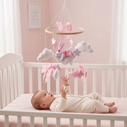 Felt Cloud Bunny Crib Mobile - STAND + MOBILE