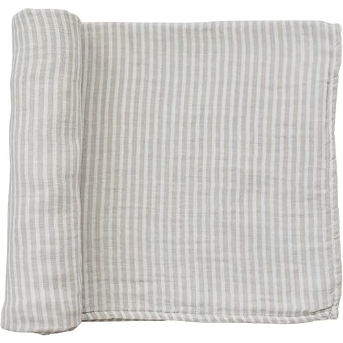 Mebie Baby Taupe Stripe Muslin Swaddle, Modern and Neutral Swaddle Blanket for Baby Girl or Boy, Soft Baby Blankets, Newborn Swaddle Blanket, 0-3 Month, Comfy Wrap, Baby Essentials & Gifts
