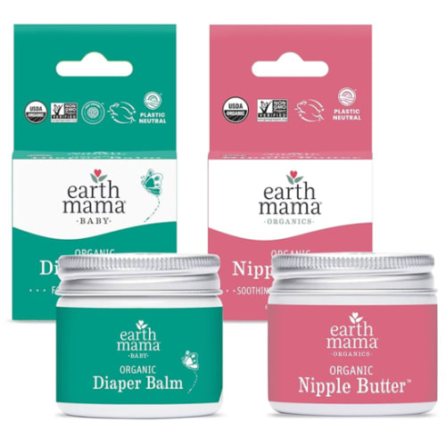Earth Mama Nipple Butter™ & Diaper Balm | Nipple Cream & Organic Skincare for Baby | Breastfeeding & Postpartum Essentials Bundle