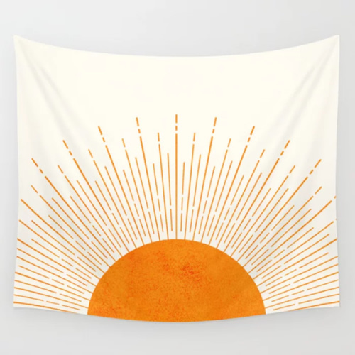 Orange Sunburst Boho Midcentury Wall Tapestry by Little Happy Print | Society6