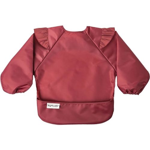 Tiny Twinkle Mess Proof Baby Bib, Full Sleeve Bib Outfit, Waterproof Bib for Toddlers, Machine Washable, Tug Proof Closure - Large 2-4 Years - Burgundy
