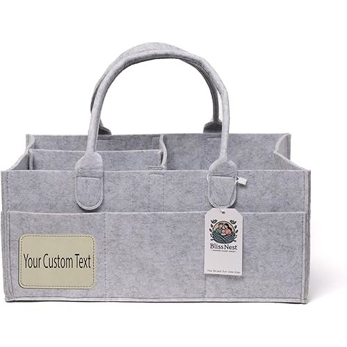 BLISS & NEST CO. Diaper Caddy Bag, Baby Organizer Nursery Storage, Car Caddy, Customizable Gift, Newborn Essentials, Parenting Helper, Multi-Functional Storage, Baby Shower Present, (Gray, Large)