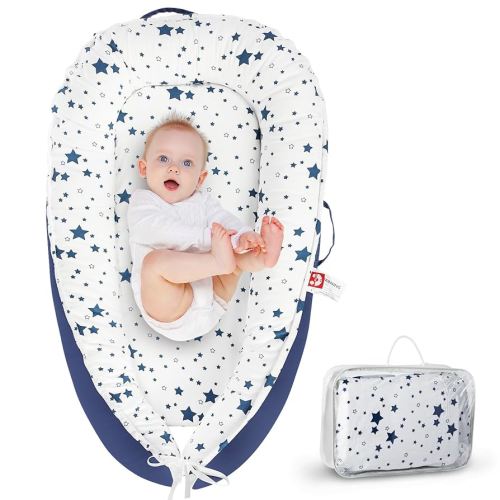 Baby Lounger for Newborn 0–24 Months, Portable Infant Seat with Ergonomic Support, Breathable Cotton Baby Chair for Tummy Time, Diaper Changes, and Travel Use