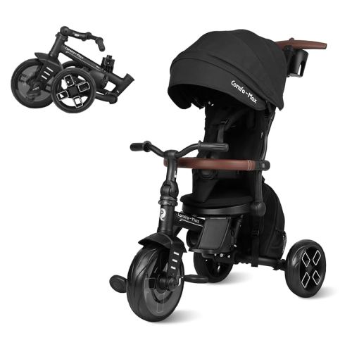 Toddler Bike Stroller for Baby 10 Months to 6 Years Old, 8-in-1 Foldable Stroller Bike for Toddlers 3-5 Boys & Girls Gifts Trike — Adjustable Handle, Triple Footrest, Canopy & Storage Bag