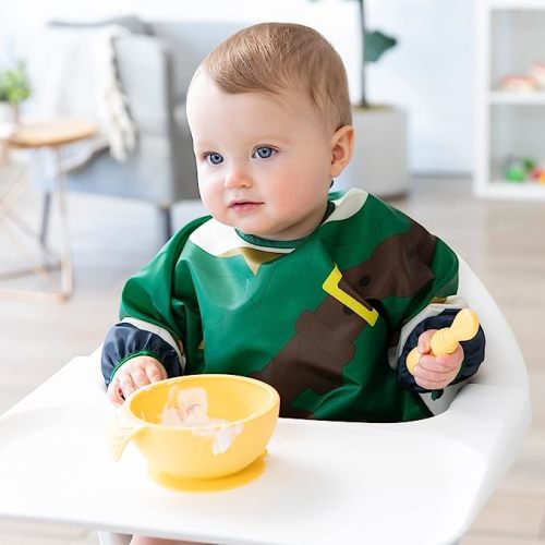 Bumkins Sleeved Bib Baby Bib, Waterproof Fabric, Fits Ages 6-24 Months - Nintendo - Zelda
