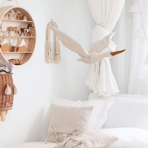 VEAREAR Cotton Line Wall Hanging Swan Plush Stuffed Doll Nursery Room Pendant Decoration