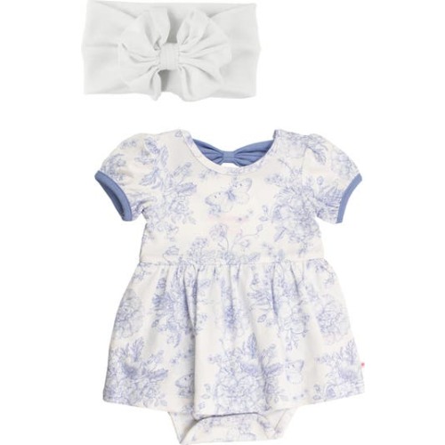 Butterfly Garden Toile Twirl Romper & Head Wrap Set