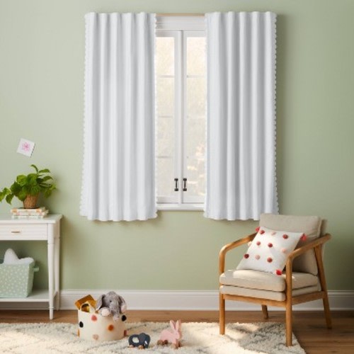 63" Scallop Blackout Kids' Panel Cream - Pillowfort™: Noise Reduction, UV Protection, Energy Efficient