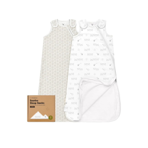 2-Pack Organic Baby Sleep Sacks, 100% Cotton - Soft & Breathable 0.5TOG Baby Wearable Blanket,Toddler Sleeping Sack 6-18 months,Easy to Wear Transitional Swaddles for Newborns,Infants (Bumble Bear, M)