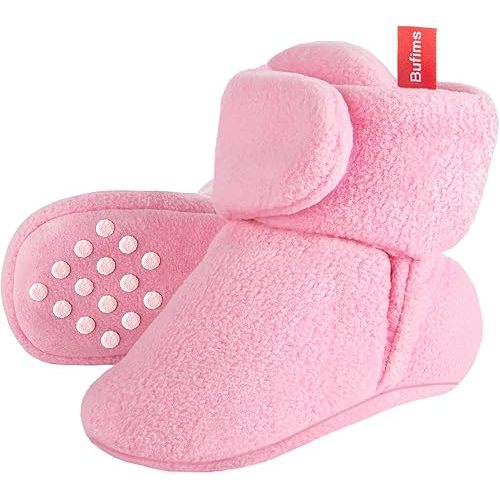 Baby Fleece Booties Newborn Unisex Booties Non-Slip Newborn Infant First Walkers Warm Shoes House Slippers for Baby Boys & Baby Girls Toddlers