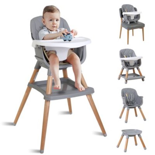 AILEEKISS 7 in 1 Wooden Baby High Chair for Toddler, Infant Feeding Chair with Removable Tray