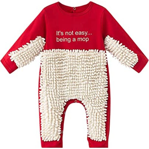 Baby Mop Onesie Baby Boy Girl Baby Onesie Crawling Baby Solid Mop Dress Toddler Jumpsuit Bodysuit Outerwear