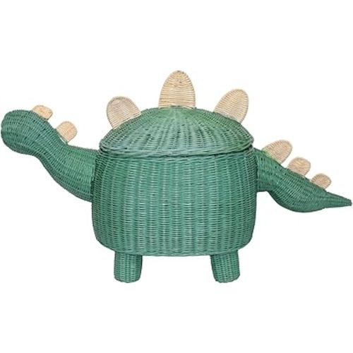 DINOSAUR HANDMADE RATTAN DRAGON Kids Room Park Nest Basket Wicker Bin Storage Boho Nursery Shelf Decor Organizer