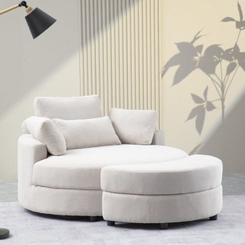 Latitude Run® Danieal 51.2'' Wide Barrel Chair and Ottoman & Reviews | Wayfair