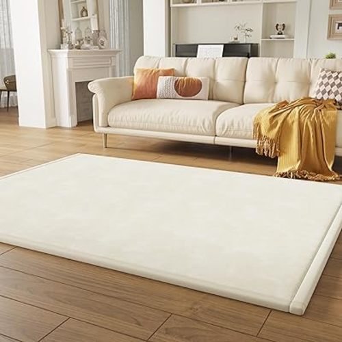 Baby Play Mat for Floor – 1.3 Inch Thick Memory Foam, Soft Coral Fleece Surface, Non-Slip Bottom – Perfect for Playtime, Tummy Time & Nursery, 59''x79''