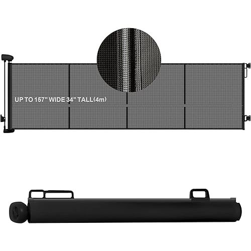 157" Extra Wide Retractable Baby Gates, Mesh Pets Dog Gates with Support Rods for Indoor Stair, Extra Long Retractable Safety Kids Gate for Large Opening Indoor Outdoor Doorways Hallways