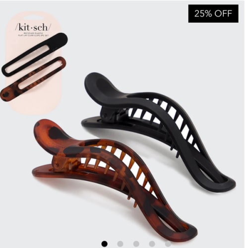 Black & Tort Curved Flat Lay Claw Clips 2pc Set – KITSCH