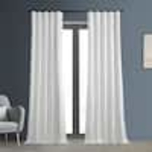 Exclusive Fabrics & Furnishings Whisper White Solid Cotton Thermal Blackout Curtain - 50 in. W x 84 in. L Rod Pocket with Back Tab Single Window Panel PRCT-BO09B-84
