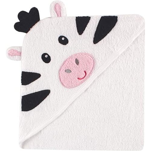 Luvable Friends Unisex Baby Cotton Animal Face Hooded Towel, Zebra, One Size