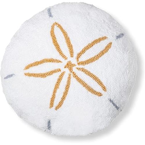 C&F Home Sand Dollar Shaped Hooked 16 x 16 Inch Throw Pillow Decorative Accent Covers for Couch and Bed 16 Inches White