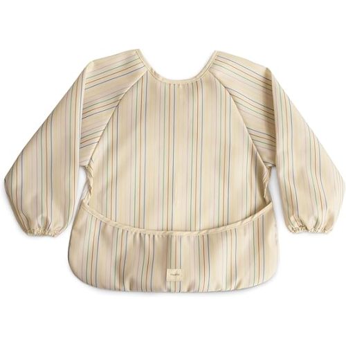 mushie Long Sleeve Baby Bib | Mess Free & Waterproof Fabric for Toddlers | Adjustable Fit for Ages 6-24 Months