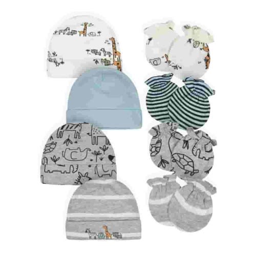 Gerber Baby Boys Caps & Mittens Set, 8-Piece