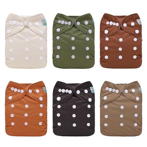 ALVABABY Baby Cloth Diapers 6 Pack with 12 Inserts Baby Girls and Boys - Colors 112