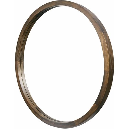 31.5 Inch Round Wall Mirror for Bathroom Large Circle Vanity Mirror for Wall Decor-Wooden Frame for Entryway Bedroom Living Room(Two-Tone Brown)