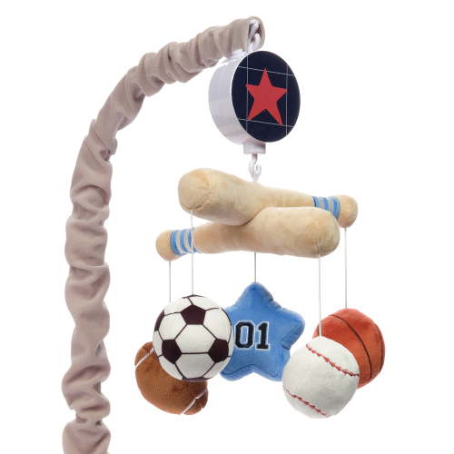 Lambs & Ivy, Baby Sports Musical Crib Mobile Soother Toy, Gray