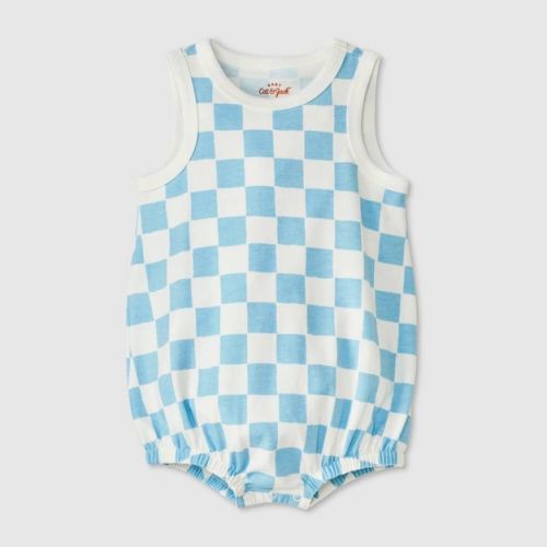 Baby Checkered Romper - Cat & Jack™ Blue 6-9M