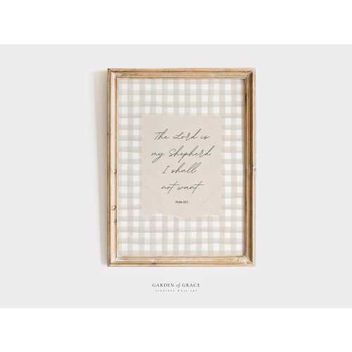 Psalm 23:1 The Lord is my Shepherd Wall Art | Christian Neutral Kid's Room Decor | Vintage Bible Verse Print | Scripture Farmhouse Decor