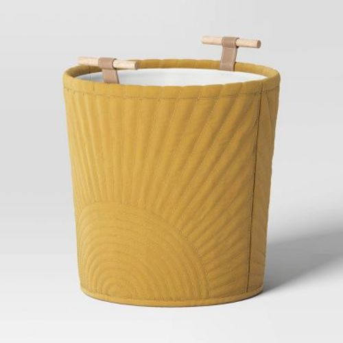Floor Quilted Kids' Storage Basket Yellow - Pillowfort™: Large Toy & Organization Basket with Handles