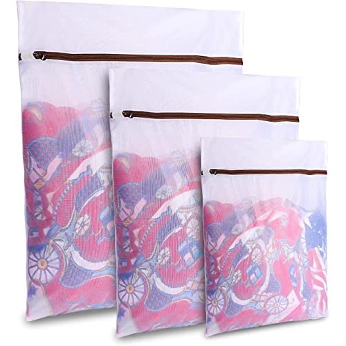 GOGOODA 3 PCS Laundry Mesh Bags Delicates Wash Bags for Lingerie Stockings (1 Large 16 x 20 Inches, 1 Medium 12 x 16 Inches, 1 Small 8 x 12 Inches)
