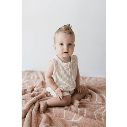 Tank Romper | Cream Checkerboard