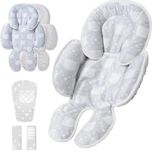 Baby Car seat Head Support, 2-in-1 Infant Car Seat Insert for Newborn Girls Boys Extra Soft Baby Support Pillow Cushion for Carseats, Strollers, Swings and Bouncers