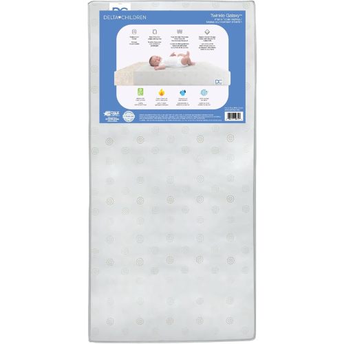 Delta Children Twinkle Galaxy Dual Sided Crib and Toddler Mattress - Premium Sustainably Sourced Fiber Core - Waterproof - GREENGUARD Gold Certified (Non-Toxic) - 7 Year Warranty - Made in USA