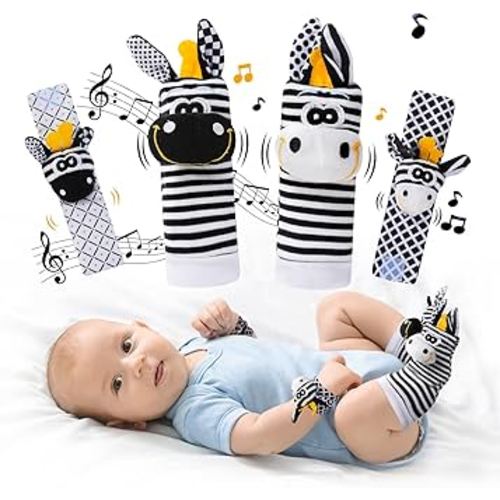 Baby Toys 0-6 Months,High Contrast Baby Toys for Newborn,Black and White Toys,Infant Rattle Socks and Wrist Toy,Newborn Toys 0 3 Months Brain Development,0-6 Months Babies Boy Girl Gift