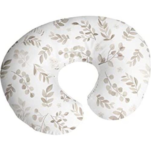Sweet Jojo Designs Floral Leaf Nursing Pillow Cover Breastfeeding Pillowcase for Newborn Infant Bottle Breast Feeding Pillow NOT Included Ivory Beige Taupe Gender Neutral Boho Bohemian Botanical Leaf