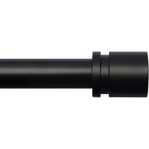 Curtain Rods for Windows 16 to 120 Inches Adjustable Length 1 Inch Diameter Window Curtain Rod with Aluminium Finials, Black