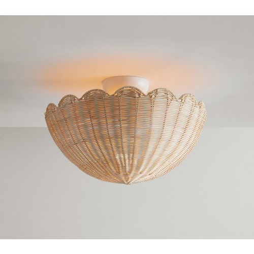 Rattan Bubble Flush Mount (18")