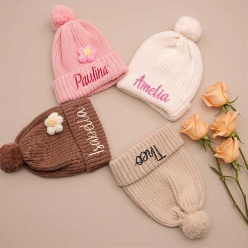 Personalized Baby Beanie, Custom Toddler Beanie Hat, Embroidered Baby&Kids Name Beanie, Monogram Knitted Newborn Winter Hat, Nursery Gift