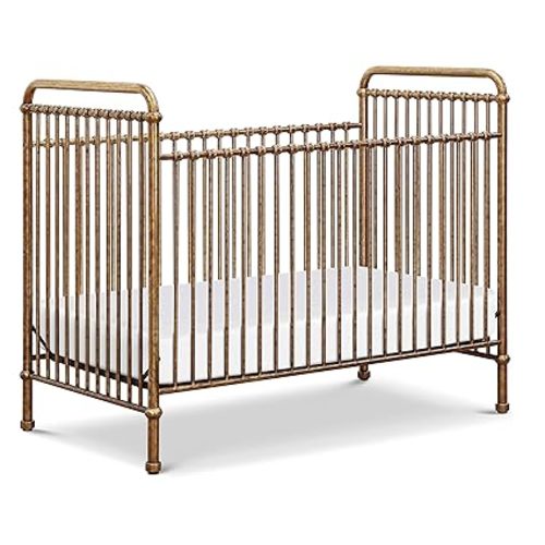 NAMESAKE Abigail 3-in-1 Convertible Baby Crib (Gold) - GREENGUARD Gold Certified - Convertible Crib to Toddler Bed and Daybed - Baby Bed w/ 4 Adjustable Heights - Vintage Baby Crib Convertible
