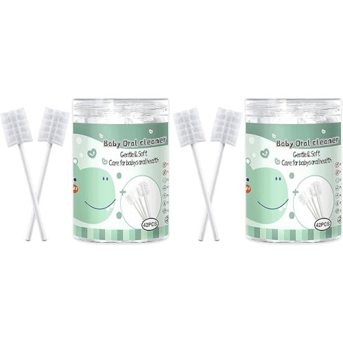 Mumoo Bear 42pc Baby Tongue Cleaner Gauze, Baby Toothbrush Disposable Oral Cleaner, Toddler Toothbrush for Tooth Mouth Gum Clean, Infant Toothbrush Oral Cleaning Stick, Baby Mouth Cleaner Newborn