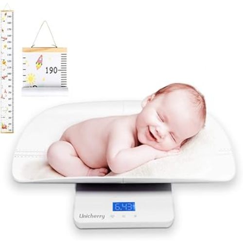 Baby Scale, 2 in 1 Digital Baby Scale with Free Growth Chart, Measure Your Baby or Pet Weight Accurately, Baby Weighing Scale with 4 Weighing Modes, Holding Function, Blue Backlight